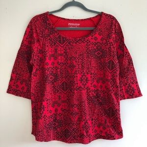 3/$10 Pendleton graphic 3/4 sleeve top Aztec print